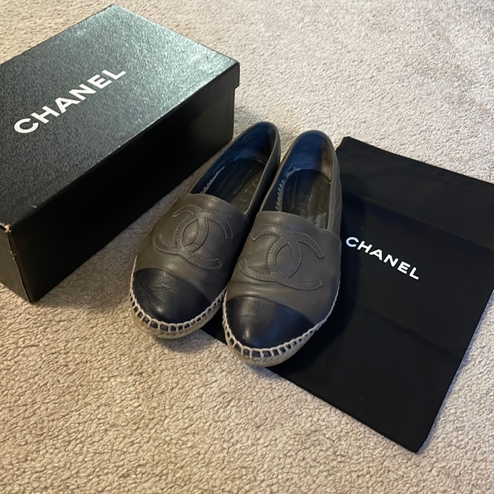 Authentic Chanel leather espadrilles, size 37